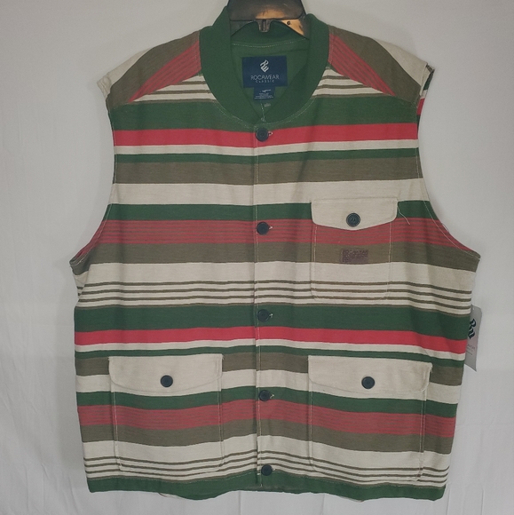 Rocawear Other - Vintage Rocawear Hip Hop Men's 3XL Striped Vest Jacket New with Tags